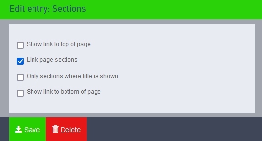 Entry Page sections Entry Page sections