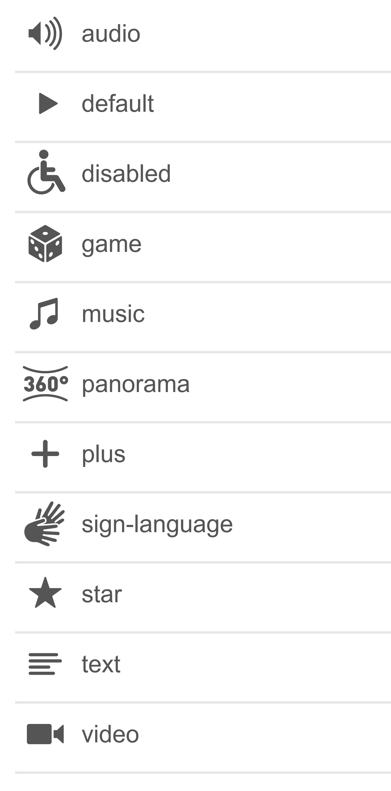 Image of the available icons